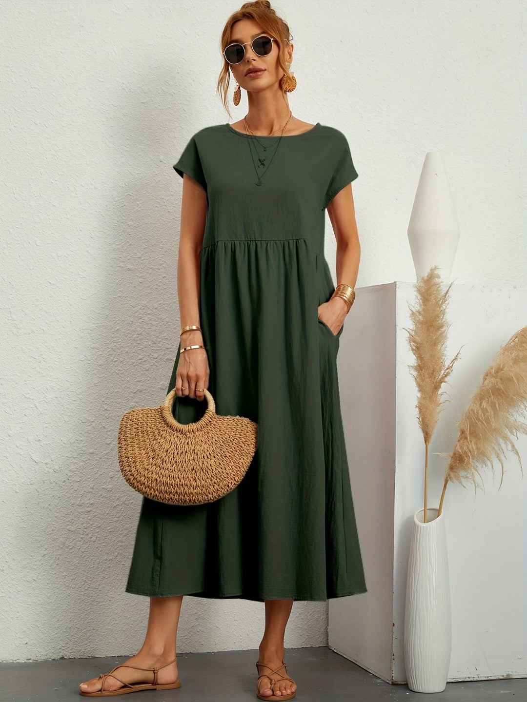 Clara | Robe Midi Fluide à Poches