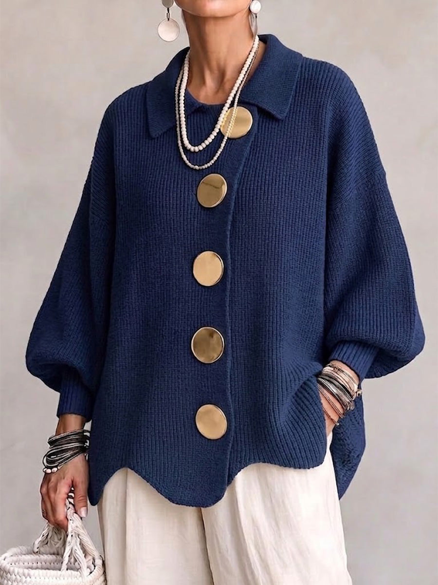 Élodie – Cardigan Oversize à Col et Boutons