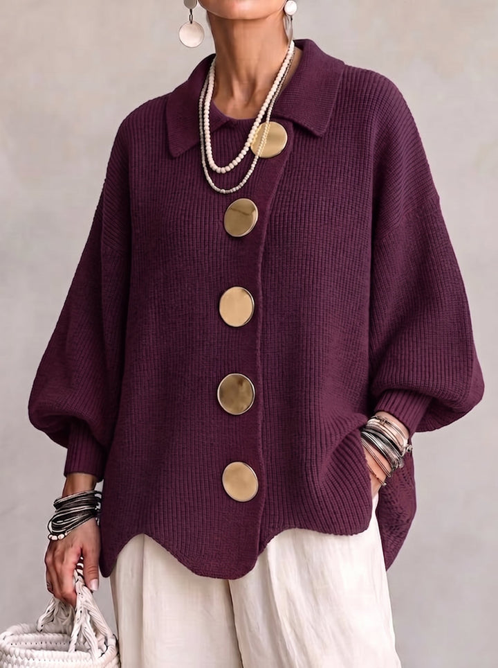 Élodie – Cardigan Oversize à Col et Boutons